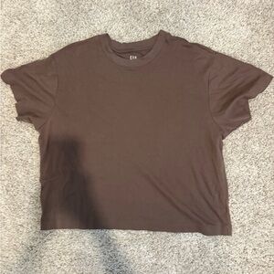 Brown Cropped T-Shirt Women’s Size Large Casual Basic Tee